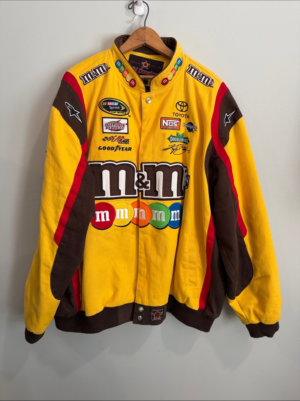 JH Design Kyle Busch M&M'S Yellow, Brown & Red Racing Jacket